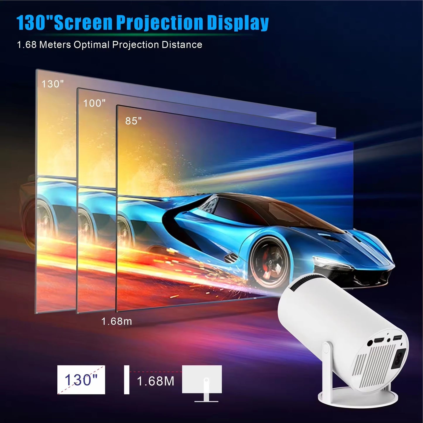  Mini Proyector HY300 2025 | Smart Android 11 | WiFi 6 + BT5.0 | 4K Compatible | Proyector Portátil HD 720p | Home Theater