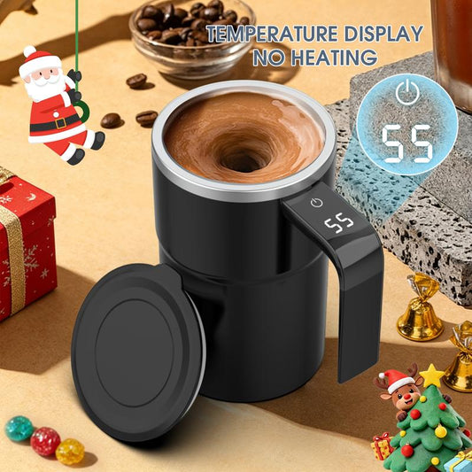 Intelligent Coffee Cup with Lid, 1/3 Counts Automatic Stirring Cup with Temperature Display, USB Rechargeable Stirring Cup for Coffee, Tea, Hot Chocolate, Gift,Gifts for Women, Mug